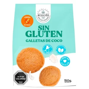 GALLETAS DE COCO SIN GLUTEN, AZUCAR NI LACTOSA ECOVIDA (150 GR)