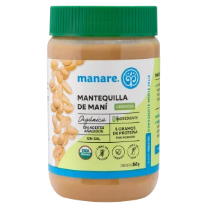 MANTEQUILLA DE MANI ORGANICA MANARE 360GR
