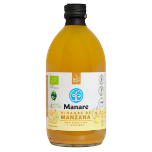 VINAGRE DE MANZANA ORGANICO CON CURCUMA Y JENGIBRE MANARE 500 ML