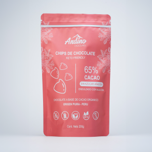 CHIPS DE CHOCOLATE KETO 65% CACAO ANDINO 200 GR